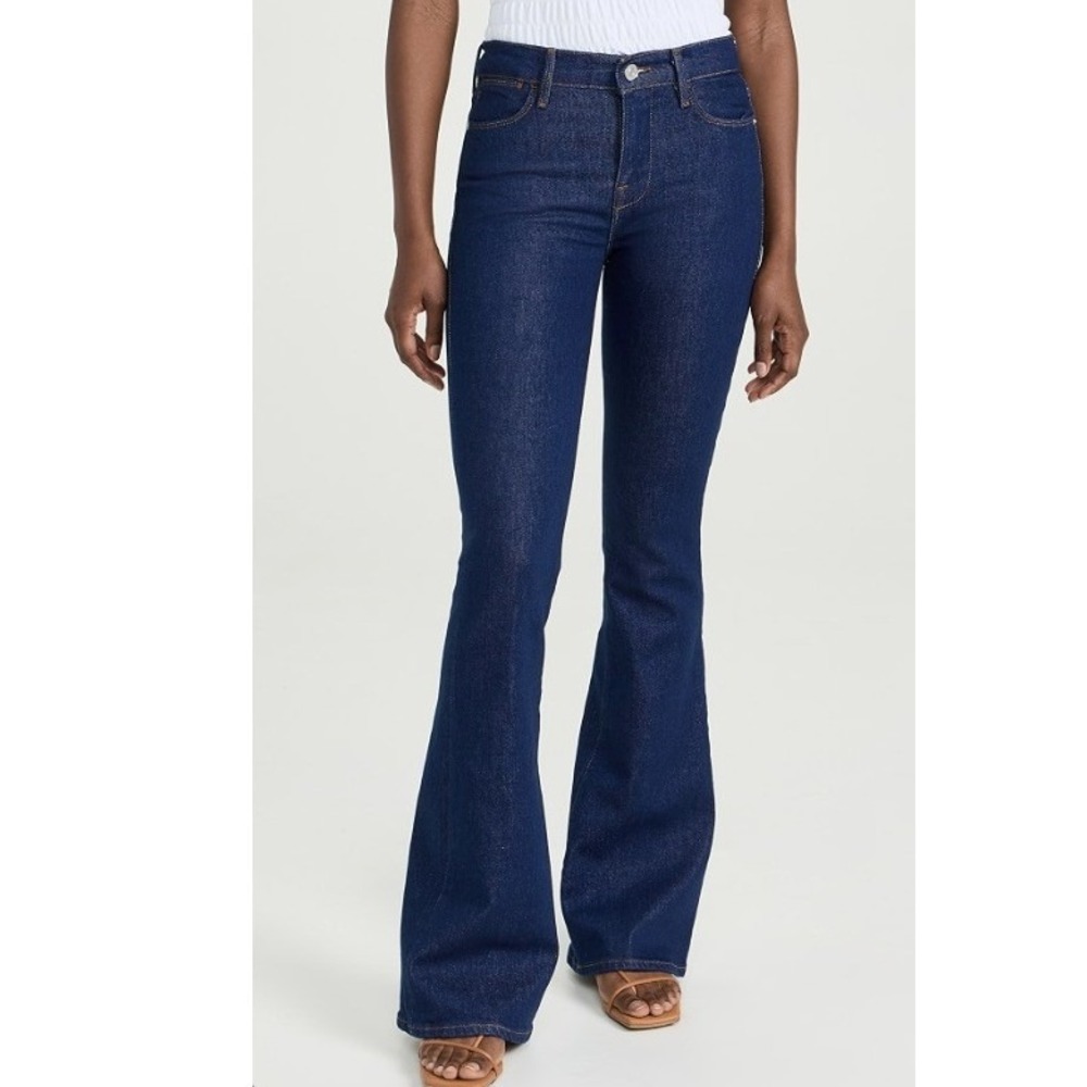 FRAME Le High Flare Jeans Aspire Raw After Medium Wash Denim Size 25 OPLEFRA291